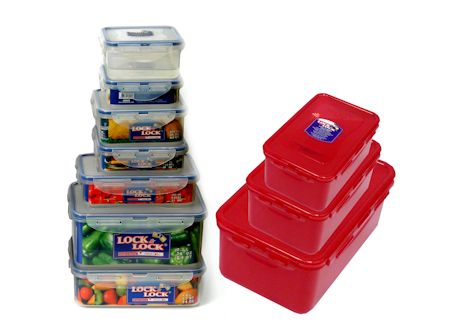קופסאות של לוק לוק לאכסון מזון בשרי וחלבי בצבעים מובדלים.
